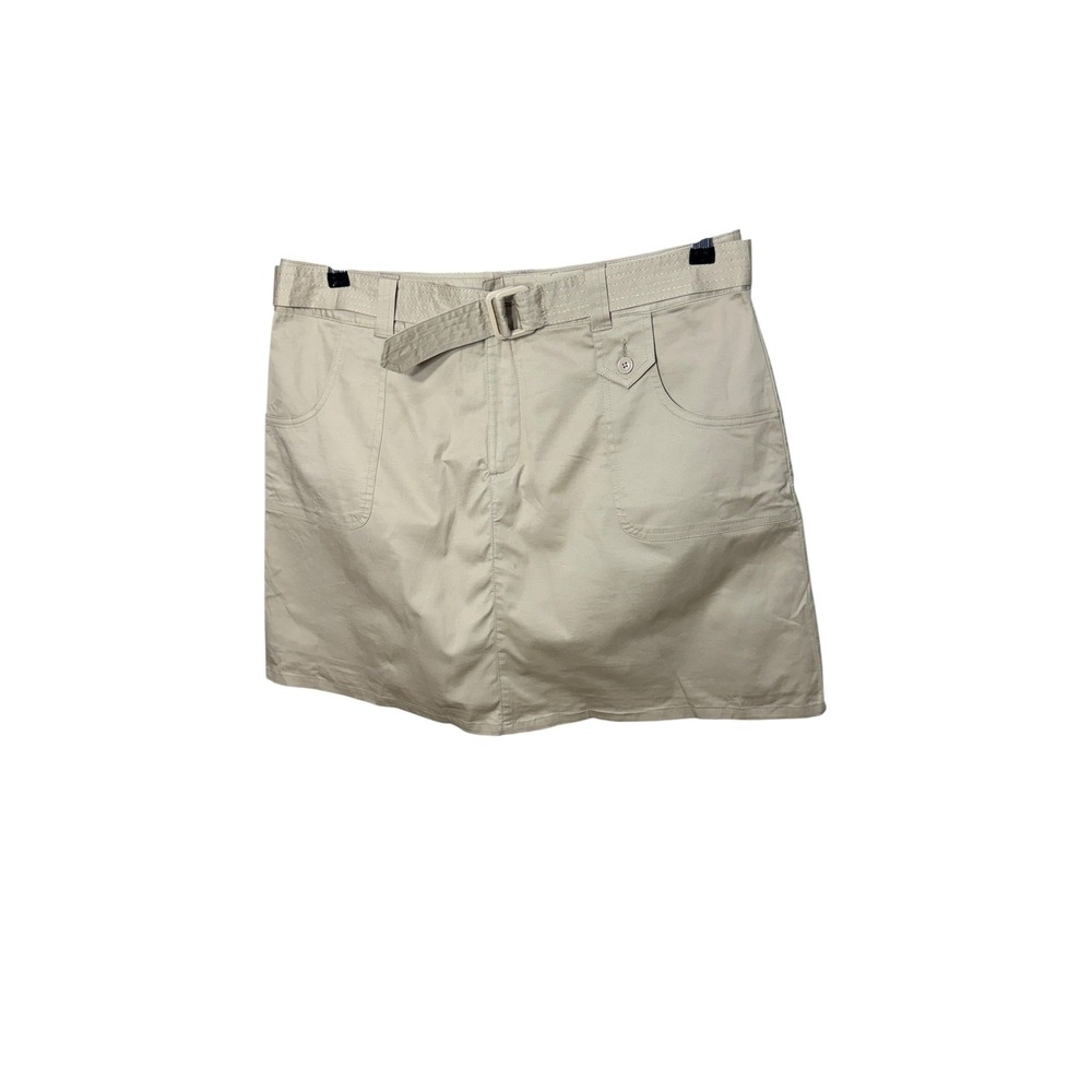 White Stag Womens Tan Belted Stretch Cotton Skort Size 14